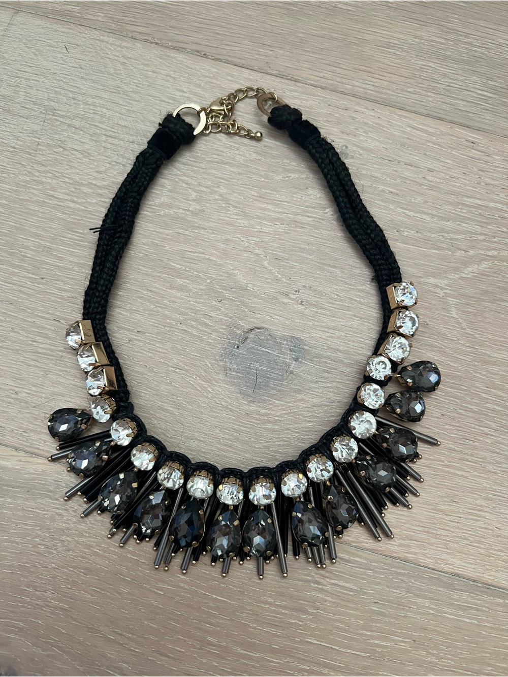 Black Crystal Statement Necklace by